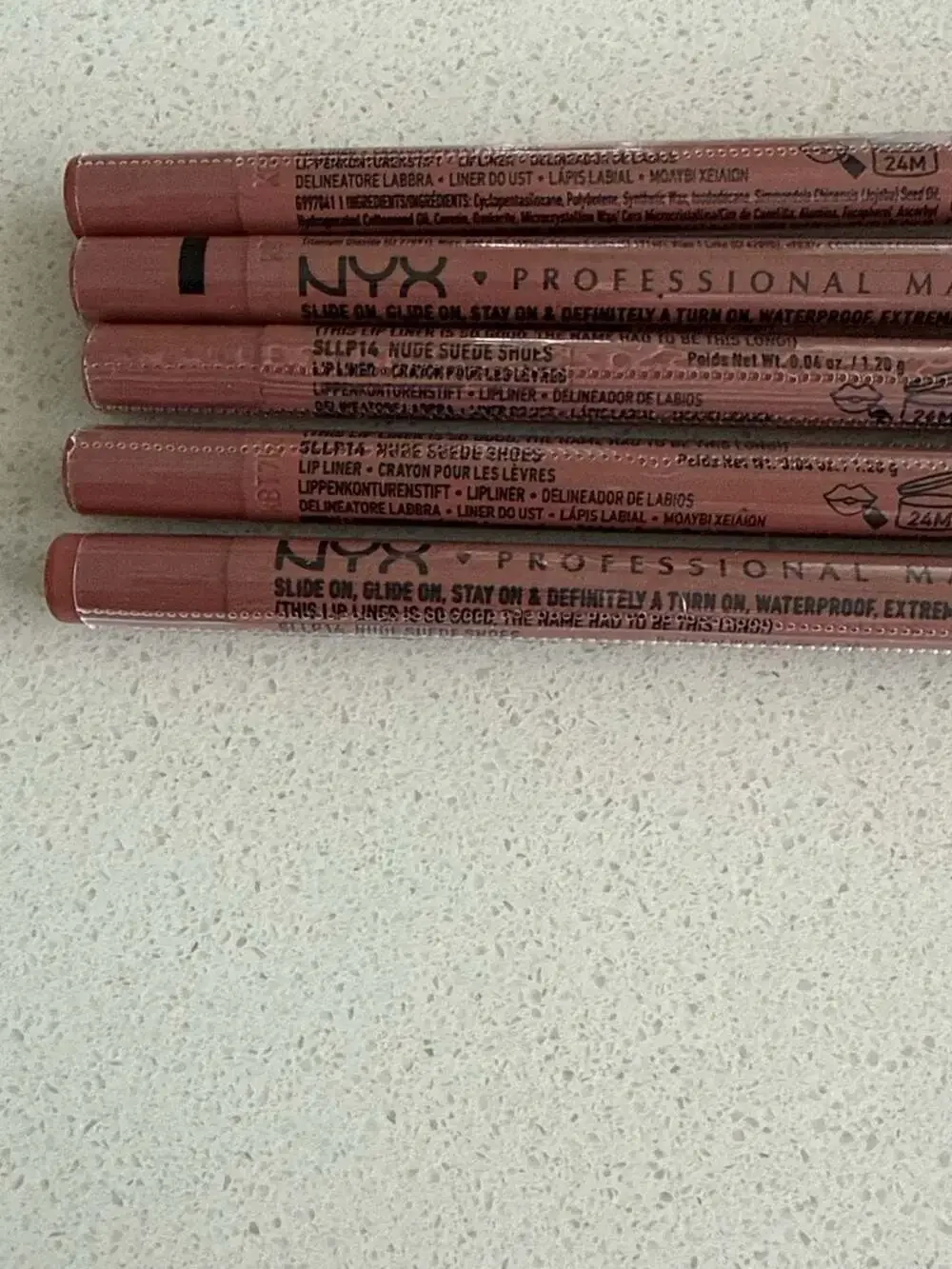 NYX Professional Makeup Slide On Lip Pencil SLLP14 Nude Suede Shoes Lot of 5